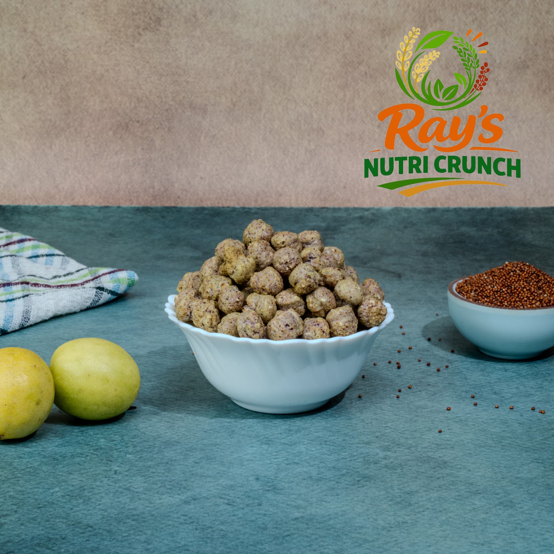 Tangy lemon millet snack balls with fresh lemons
